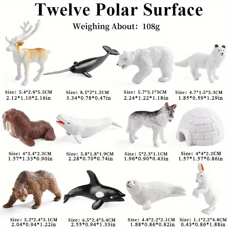 Mini Polar Animal Model, 23pcs/set Simulation Wild Animal Model Toys, Creative Home Desktop Ornaments for Birthday Gifts 1