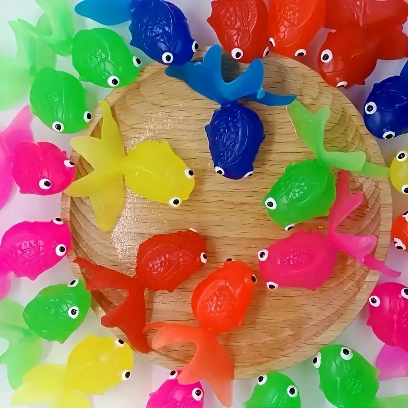 Soft Rubber Goldfish & Fishing Net, 8 Counts Floating Simulation Soft Rubber Fish & 3 Counts Fishing Net, Random Color Summer Party Decoration Supplies 5