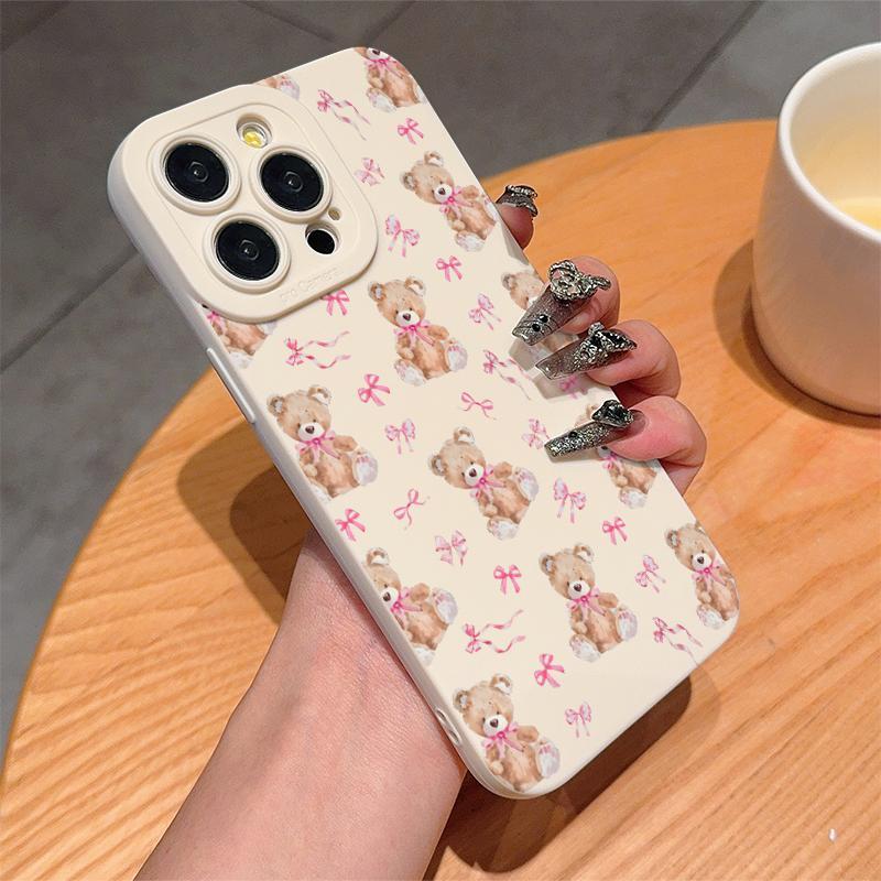 Product Introduction of Cute Bear Pattern Phone Case, Anti-drop Cellphone Protective Case, Total Protective Shockproof Mobile Phone Cover Compatible with iPhone 2