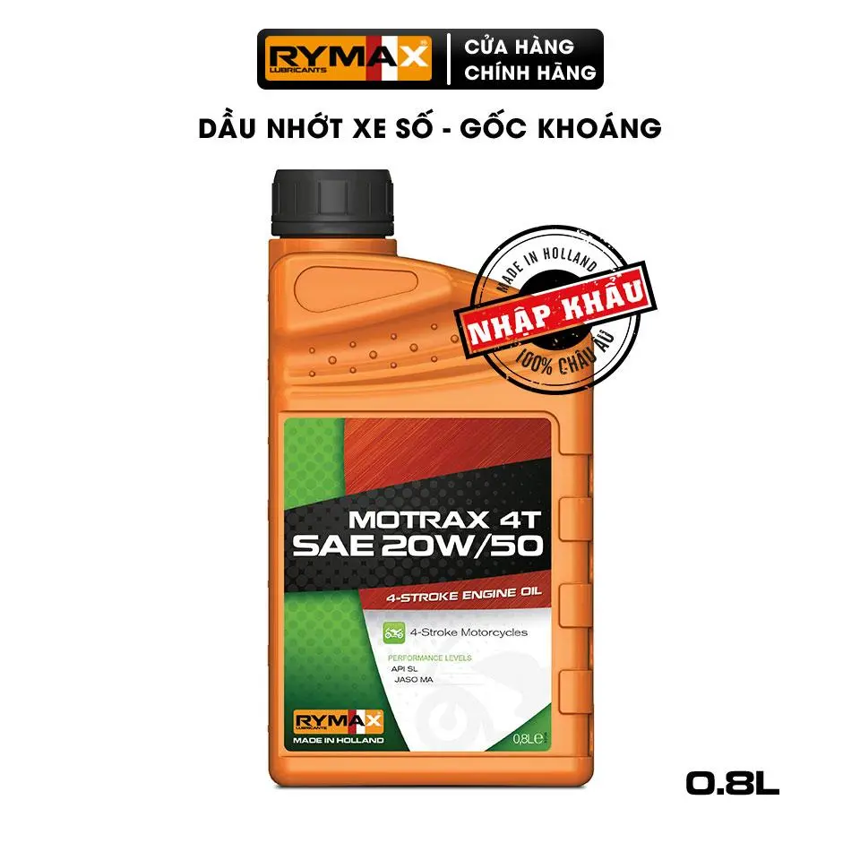 Dầu nhớt xe máy Rymax Motrax 4T SAE 20W50 (0.8L-1L)