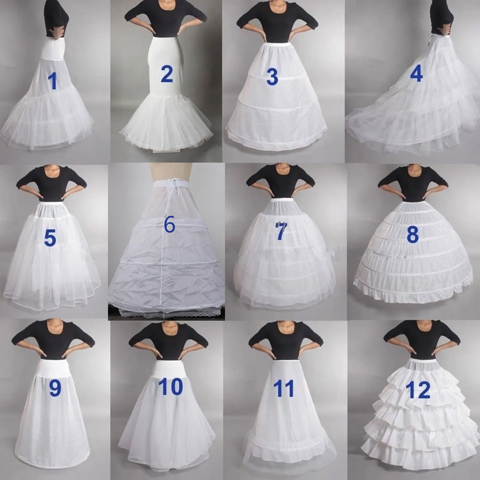 CHU3e-crinoline underskirt untuk wanita, petticoat panjang lantai, Gaun pengantin vintaj, gaun bola, skirt gelung putih, pelbagai gaya