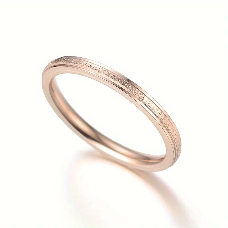 A Classic And Simple Personalized Ring For Women With A 2mm Wide Stainless Steel Band And Pearl Sand. 2