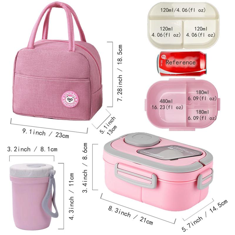 2 Layer Lunch Box Set, 1 Set Including 1 Count Lunch Case, Spoon, Soup Cup & Insulated Bag, Portable Bento Box for School Office Outdoor Picnic, Meal Prep Containers, Kitchenware 1