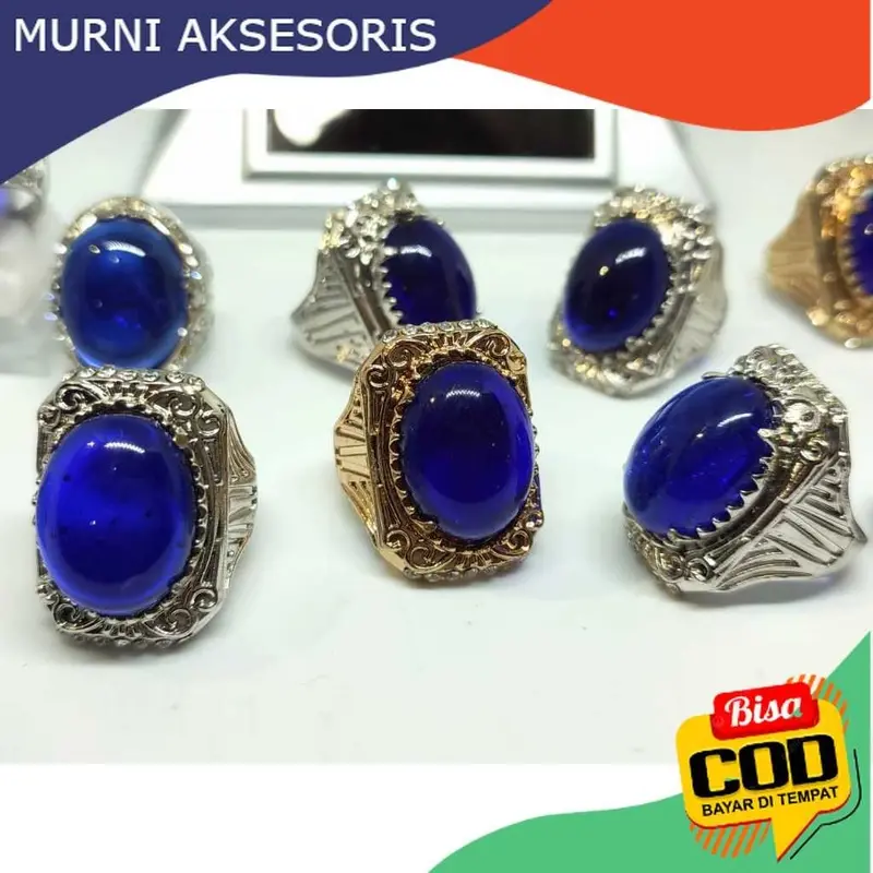 Murni Aksesoris. CIncin Biru Bangkok, Qualitas Super, Permukaan Halus dan Warna Cerah Tembus Cahaya 2