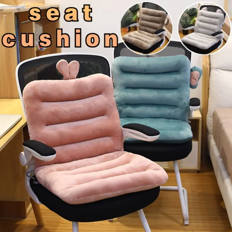 Cartoon Plush Seat Cushion with Backrest Office Home Chair Thickened Warm Seat Pad Tatami Mat Integrated seat cushion
