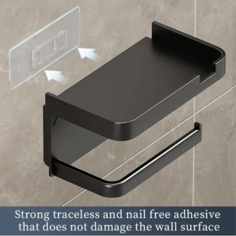 Product Introduction of Wall Mounted Tissue Holder, 1 Count Punch Free Tissue Storage Rack, Bathroom Storage Rack, Home Organizer for Bathroom, Kitchen, Living Room 2