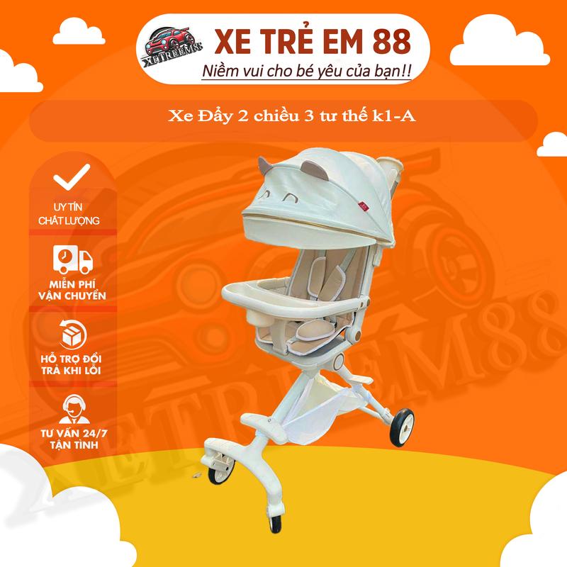 Xe Đẩy 2 chiều 3 tư thế k1-A cho bé yêu xe day hợp kim nhôm đen cao cấp xe đẩy  chilux xe đẩy  tomorrow sky xe  đẩy