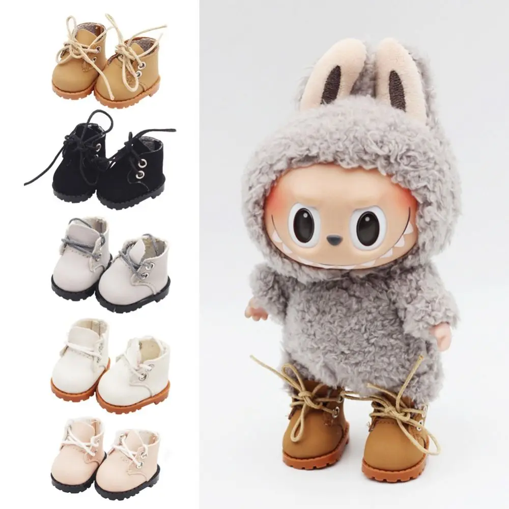labubu doll accessories Shoes for Dolls Accessories Lace-up Doll Shoes 3.8cm Mini Doll Finger Shoes Kawaii Cute Doll Leather Shoes Children Toy