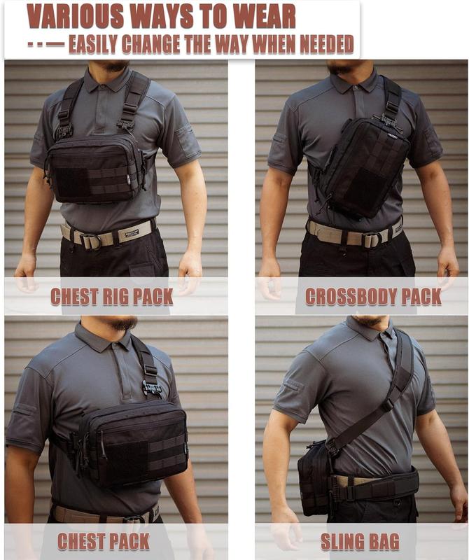 TikTok Shop Tactical Chest Rig Bag Concealed Carry CCW Pack Molle Pouch IFAK EMT Medical Organizer for Outdoor Hunting Shooting Hiking with Quick Release Harness