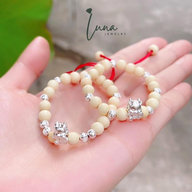  Vòng dâu tằm bi bạc ta mix charm con giáp Rồng 7bi bé trai 9bi bé gái giúp các bé ngủ ngon tay lắc 