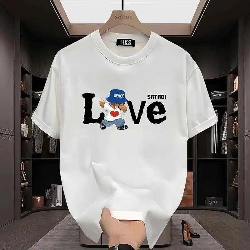 ANDREA cotton nguyên chất mùa hè 2024 phong cách mới đa năng xu hướng thời trang dáng rộng unisex cặp đôi mặc áo ngắn tay in phong cách sinh viên áo thun giao hàng nghệ thuật thêu hoa mỏng mỏng áo sơ mi trắng ướt của phụ nữ 0