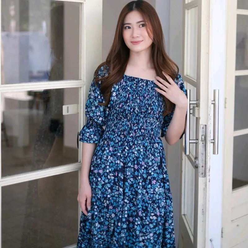 GUMI LENGAN MOTIF/DRESS SMOKE PREMIUM/KOREAN DRESS/DRESS BALI VIRAL 5