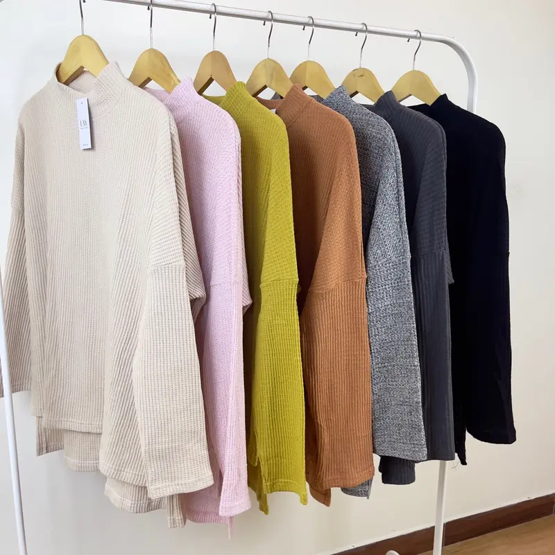 Noura Knit - turtleneck longsleeves waffle knit kaos wanita 2