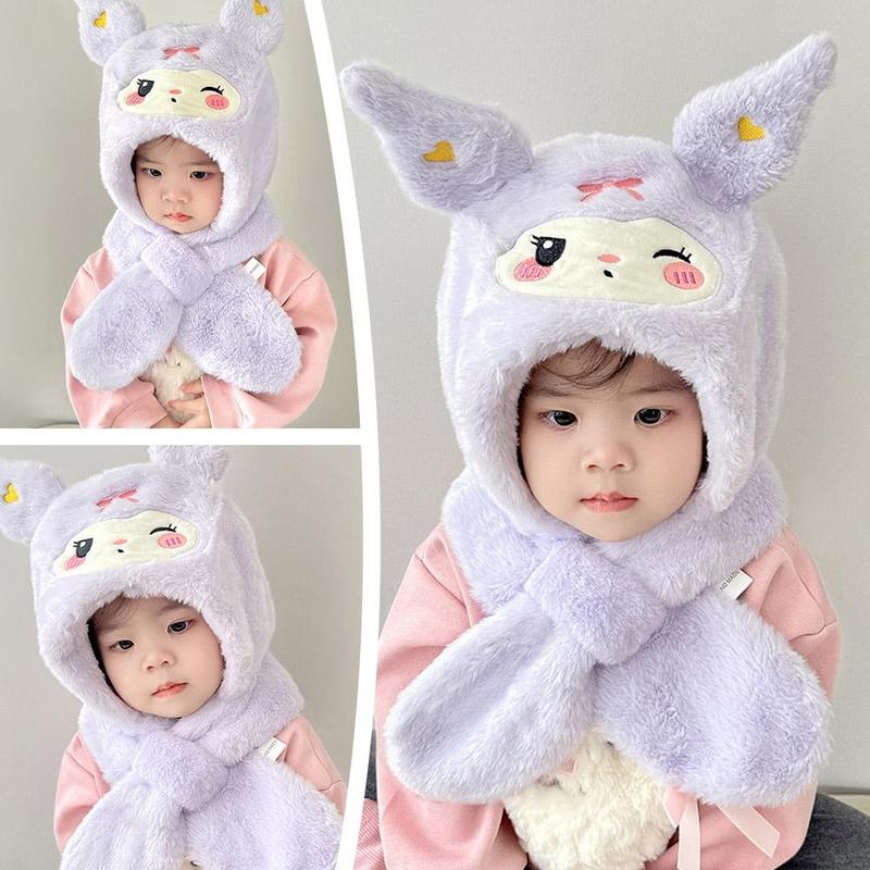 Product Introduction of Mũ Trẻ Em Kuromi, Thiết Kế Hoạt Hình Dễ Thương, Bộ Lông Cừu Ấm Áp, Mũ Ngoài Trời, Mảnh Khăn Quàng Cổ, Mới Mùa Đông, N2L3 24