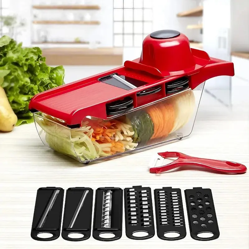 1 Set Multifunctional Vegetable Chopper with Container, Manual Reusable Vegetable Chopper, Household Kitchen Gadget 0