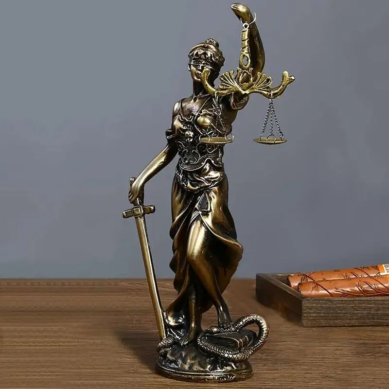 Đồ Trang Trí Nữ Thần Công Lý, Chất Liệu Resin Giả Đồng, Phong Cách Cổ Điển Đồ Trang Trí Nhà Cửa, Đồ Trang Trí Bàn Làm Việc, Thiết Kế Sáng Tạo, Thích Hợp Để Trang Trí Nhà Cửa, Số Lượng: 1