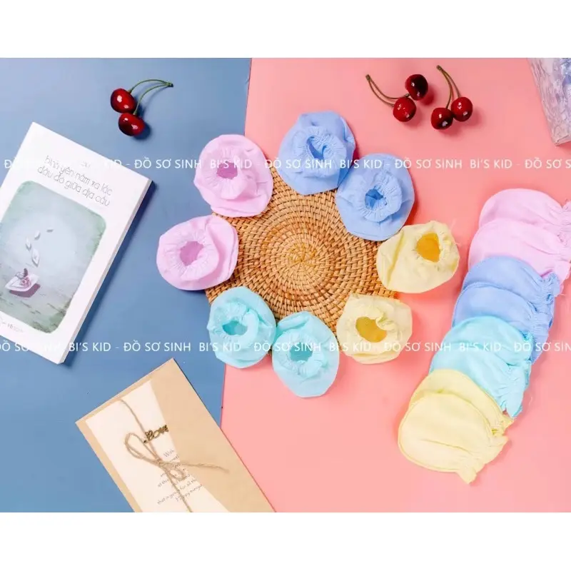 Bao tay chân chun cho bé sơ sinh - 6 tháng tuổi màu trẻ em bé trai gái