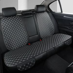 Cubierta para asiento trasero de auto, 1 unidad universal, cubierta protectora para cojín de asiento trasero y 2 cojines para respaldo trasero, cubierta para asiento bordada a mano en piel PU impermeable y antisuiciedad