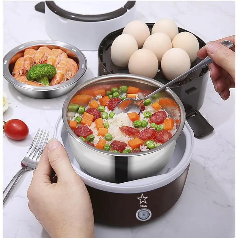 Cặp lồng hộp cơm giữ nhiệt 3 tầng inox, có lõi cắm điện hâm nóng thức ăn - Chính hãng miDoctor 7
