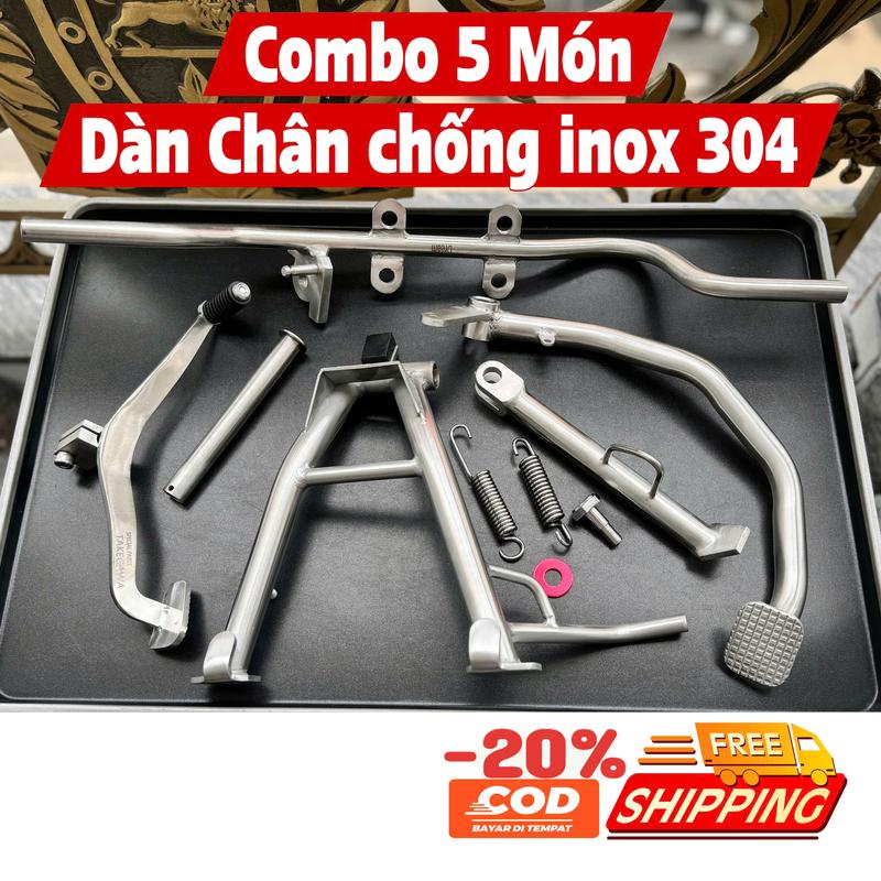 Dàn Chân Inox 304 5 Món Cho các Xe Máy Wave, Dream ,Fulture, Exciter - Phụ Kiện & Phụ Tùng
