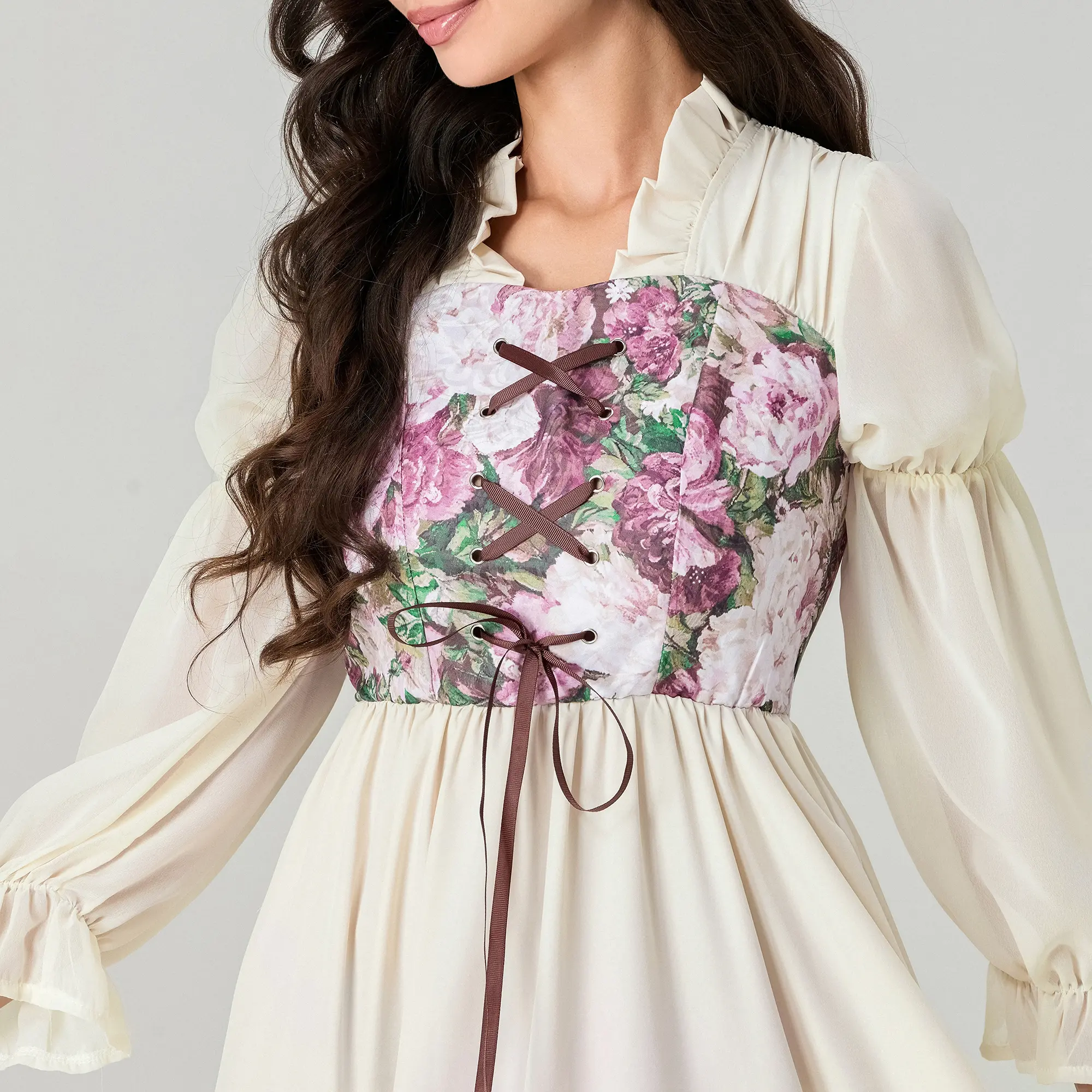 Women Corset Dress Ruffled Ruched Lacing Flowy Medieval Victorian  Renaissance Halloween Gothic Fairy Costume Womenswear Accessory Clothing  Floral - TikTok Shop Philippines