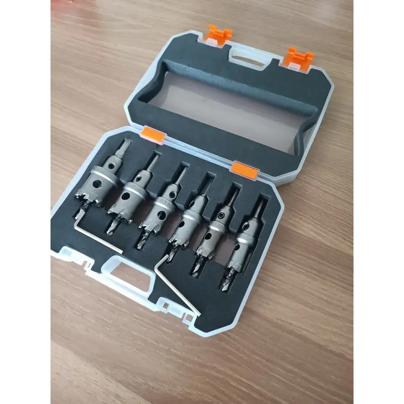 mũi khoan khoét inox, sắt , thép...6 cây KAPUS, Mũi Khoét Inox đầu hợp kim( 16 -18 - 20 - 22 - 25 - 30mm ) nguyên bộ 5
