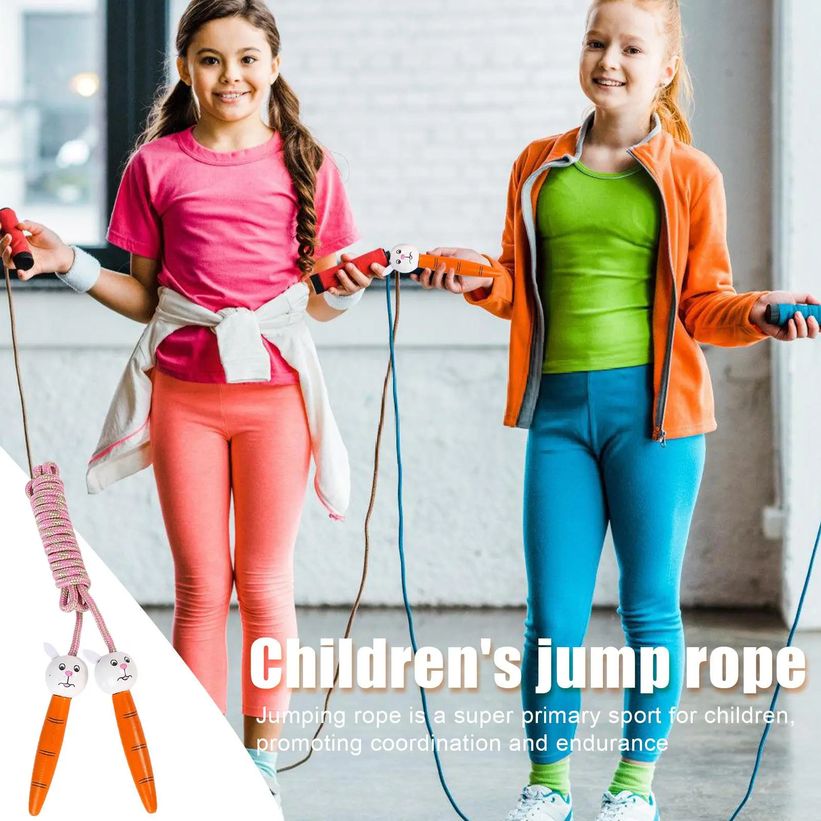 Kid Jump Rope Soft Cotton Child Jump Rope Braided with Wooden Handle ...