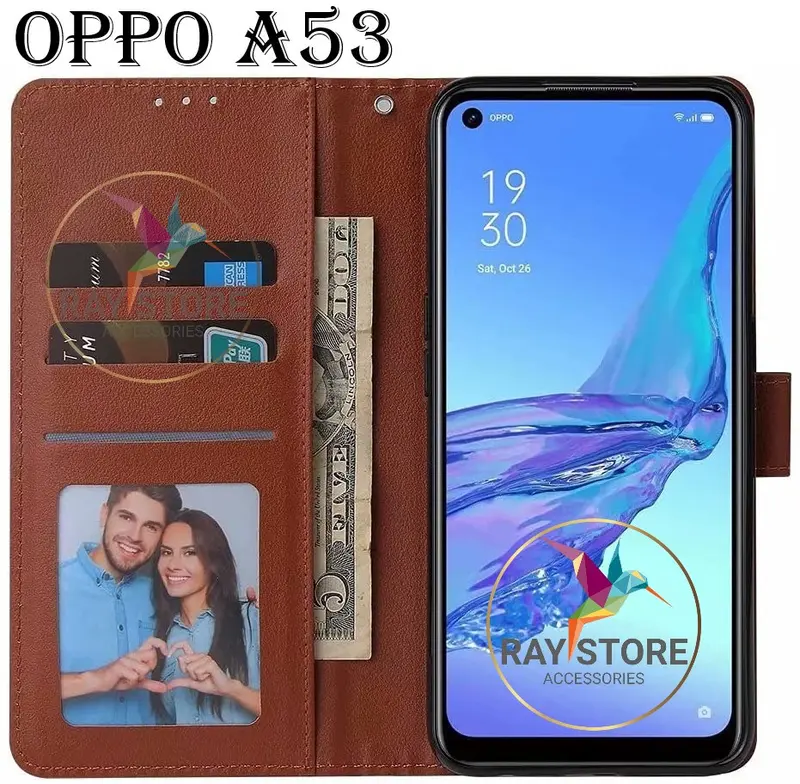 OPPO A53 FLIP LEATHER CASE PREMIUM-FLIP WALLET CASE KULIT UNTUK OPPO A53 - CASING DOMPET-FLIP COVER LEATHER-SARUNG BUKU HP TPU Kulit Sapi TPU Plastik Kulit Sapi Kulit Sapi TPU Plastik 7