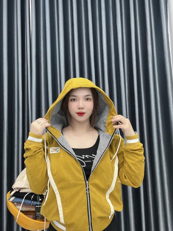 Áo Khoác Nữ Form Rộng - Áo Khoác Nhung Gân 2 Lớp, Lót Caro full size ML Dưới 75kg. Jacket Top