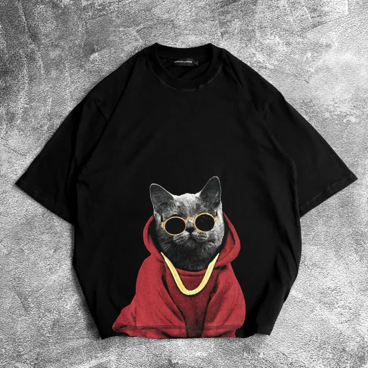 “ HOODIE CAT “ OVERSIZE T-SHIRT | BAJU KAOS OVERSIZE PRIA DISTRO | BAJU KAOS OVERSIZE LENGAN PENDEK