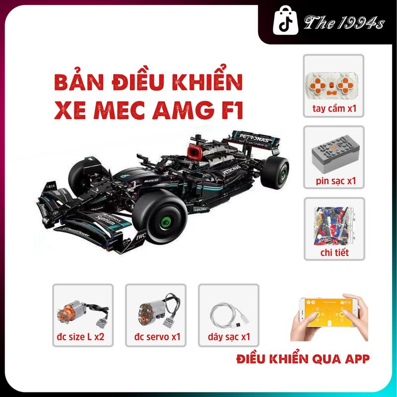 [T027 BẢN ĐIỀU KHIỂN] Mô hình lắp ghép 2IN1 xe đua F1 Mec tỷ lệ 1:8 màu đen BẢN ĐIỀU KHIỂN- The 1994s