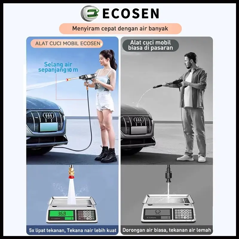 ECOSEN Jet Cleaner Tekanan Tinggi Alat Cuci Motor Mobil AC Steam Mesin Cuci Steam Mobil dan Motor Mini Portable Termurahm Car Selang 7