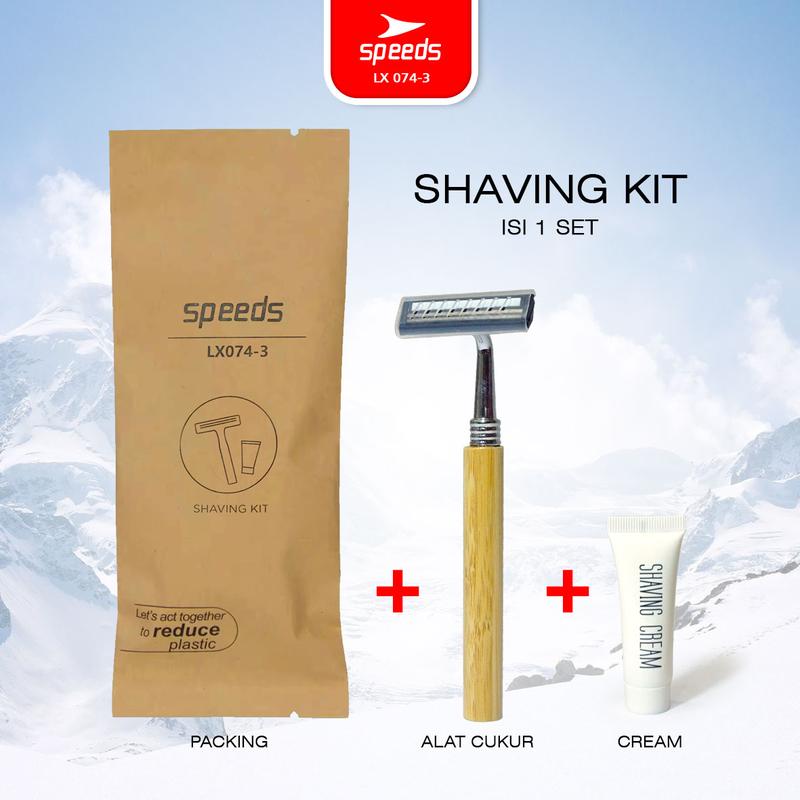 SPEEDS Shaving Kit Hotel 3 Mata Pisau Cukur Shaving Praktis Jenggot Kumis Cream Alat Cukur 074-3 7