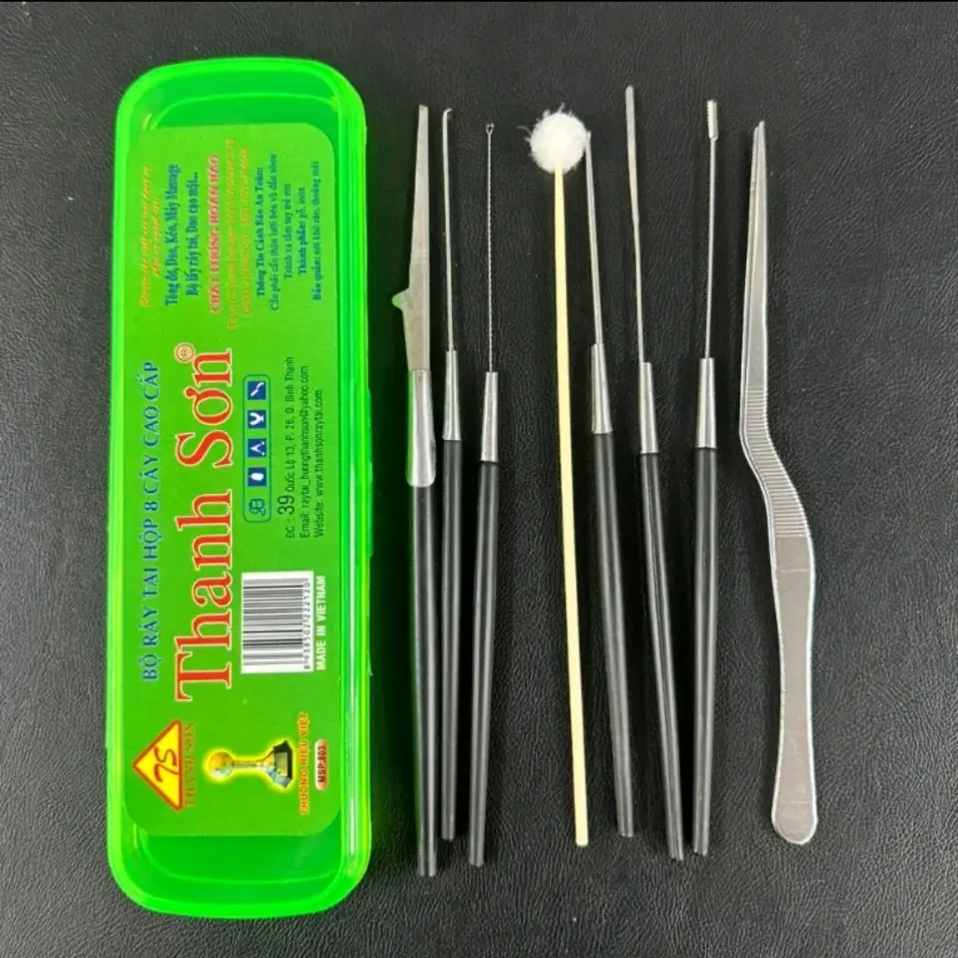 Bộ dụng cụ ráy tai cho thợ tóc thanh sơn cán nhựa 8 món