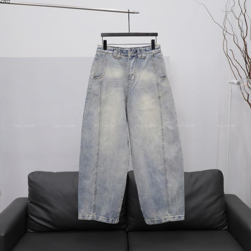 Quần Jean ống rộng No.1 Studio phom phồng viền dọc màu xanh nhạt 58218/2105 Pants Menswear