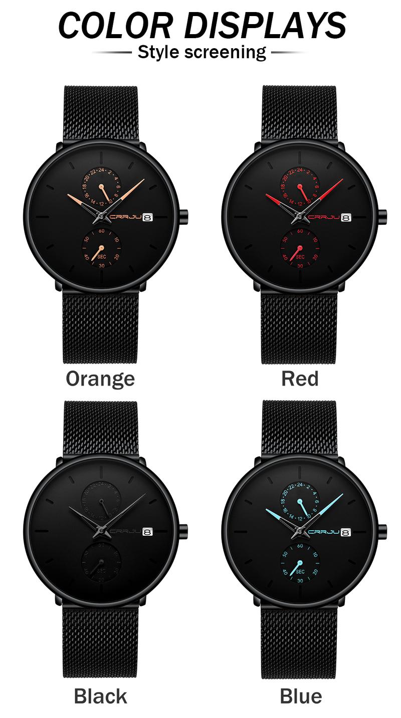 Product Introduction of Jam Tangan Pria CRRJU Casual Quartz Analog Mewah Anti Air + Strap Mesh Stainless Steel Jam Tangan Cowok 2265 Watch 35