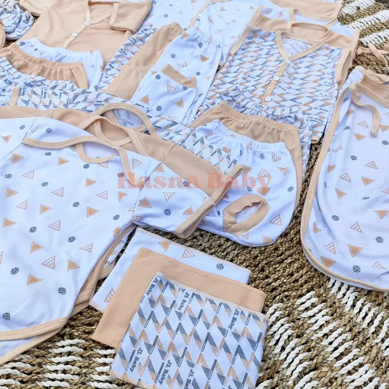 36 Pcs Paket Lahiran Lengkap Baju Bayi Celana Bayi Baru Lahir seri Coklat Susu muda, Sartaki, Jumper, Popok Tali, Baby Gift Set -Juragan Legok Sarung Perempuan 1