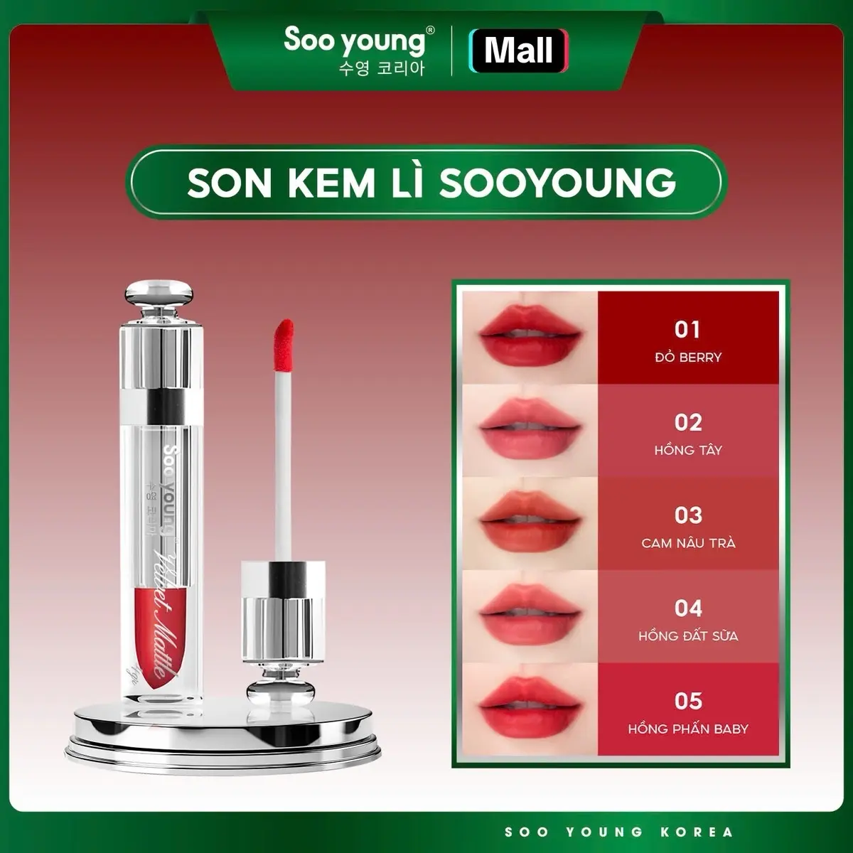 SON MÔI KEM LÌ VELVET MATTLE - Thương hiệu SOOYOUNG 4gr