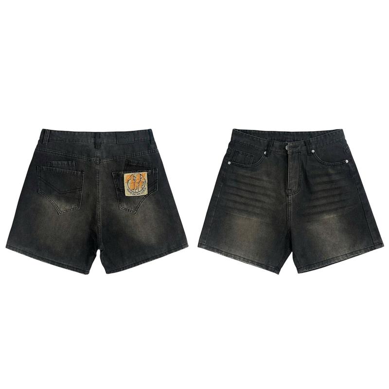 QUẦN SHORT JEAN NAM - FROM TRÊN GỐI GÓI - THÊU PLAY OFF - WASH MÀU ÁNH VÀNG - ĐỊNH LƯỢNG VẢI 360GSM - MS 1836 Có Túi