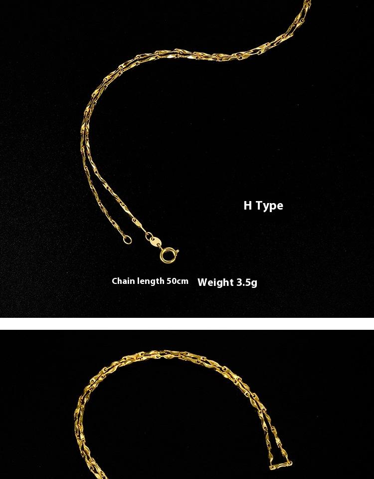 Product Introduction of Gold-plated necklace for women, simple plain chain, snake bone chain, box pearl, European and American pendant, single chain miduoduo 11