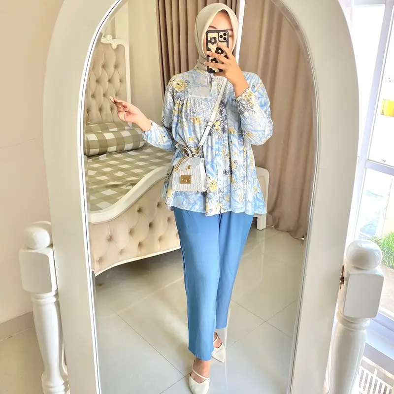 Tamara Oneset Setelan Wanita Rayon Motif Bunga Lengan panjang 4