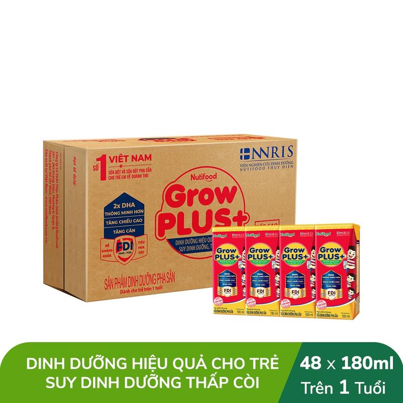 Thùng 48 Hộp SBPS Nutifood GROW PLUS SDD 180ml 110ml Đỏ