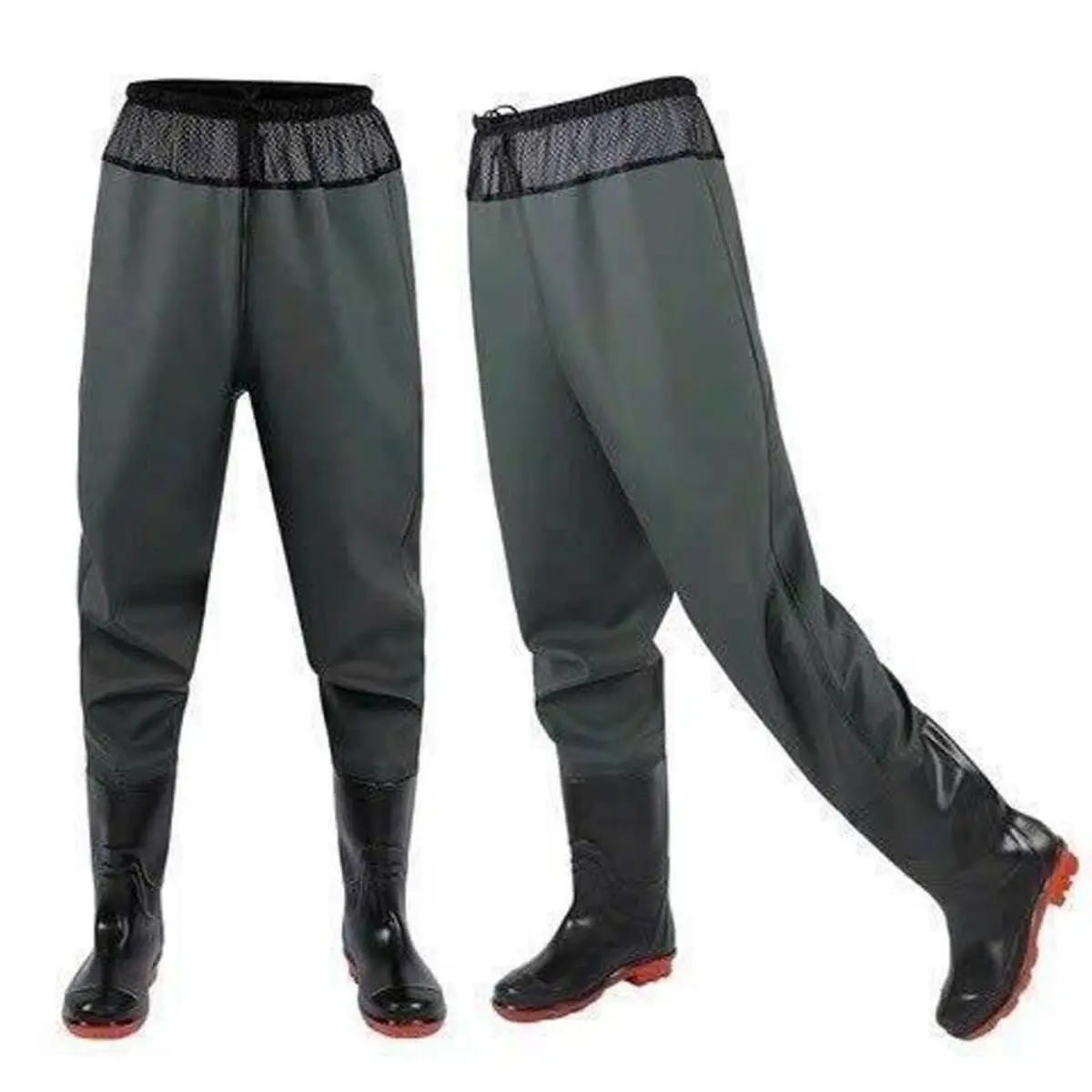 Quần ủng 2 lớp lội nước lội bùn đi theo cỡ giầy Chống nước màu xanh rêu