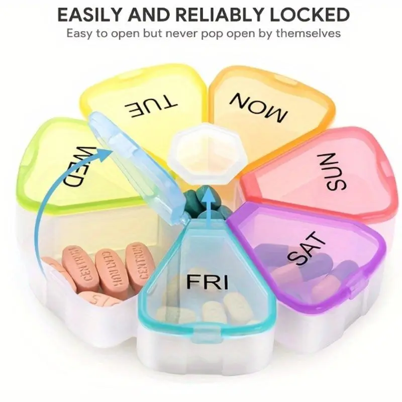 Large Capacity Weekly Pill Organizer Box, 1 Count 7-day Medicine Container with Lid, Portable Pill Storage Box for Vitamins and Supplements 5