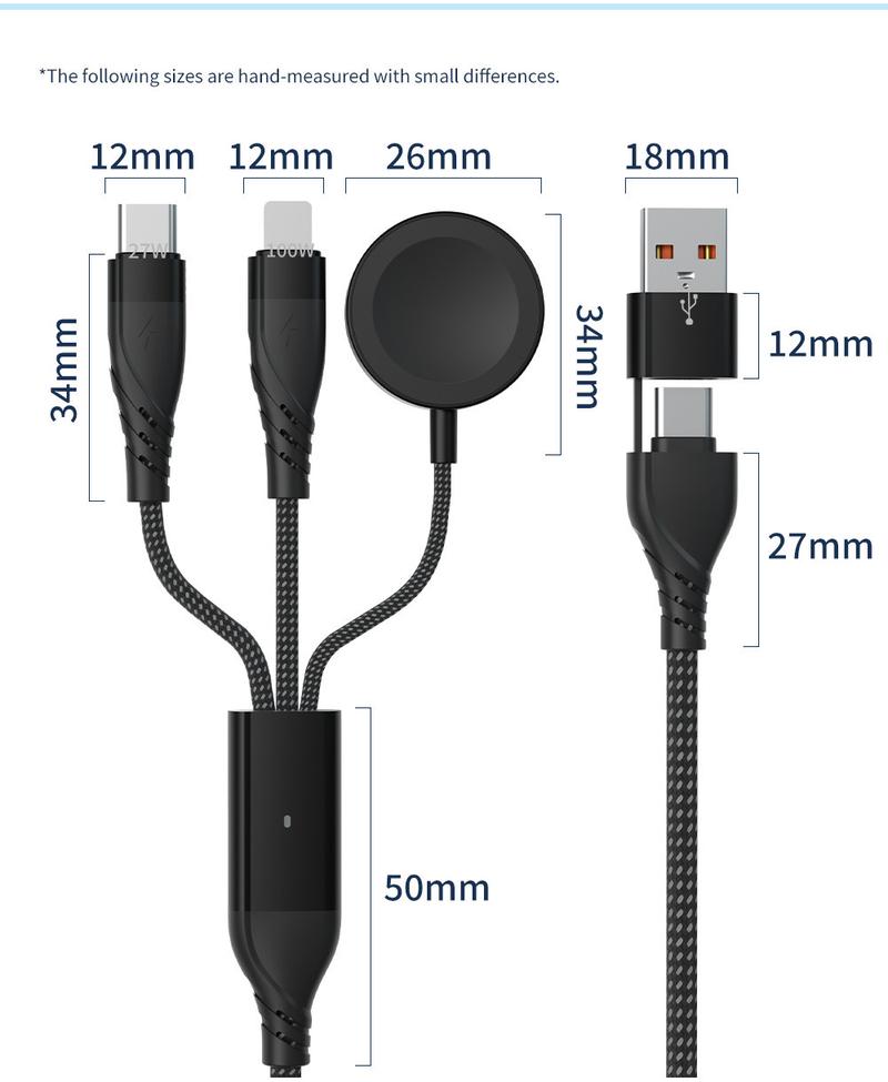 Product Introduction of Anvers 3 In 2 Multi Fast Charging Cable for IWatch Charger USB C Cable 100W Travel Charger C09 11