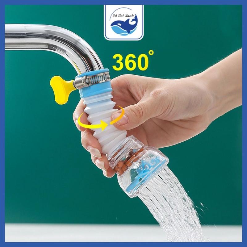 Bộ lọc kết nối với vòi nước, linh hoạt dễ sử dụng, tiện lợi, chống rò rỉ nước, có thể xoay 360 độ, có thể kéo dài rút ngắn