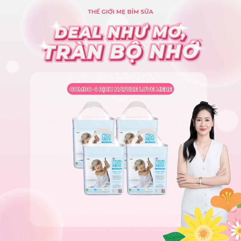 TGMBS CS 1 Thùng 4 bịch Tã Bỉm Nature Love Mere mẫu mới bỉm hè mềm mỏng và thấm hút tốt hàng chính hãng cho bé