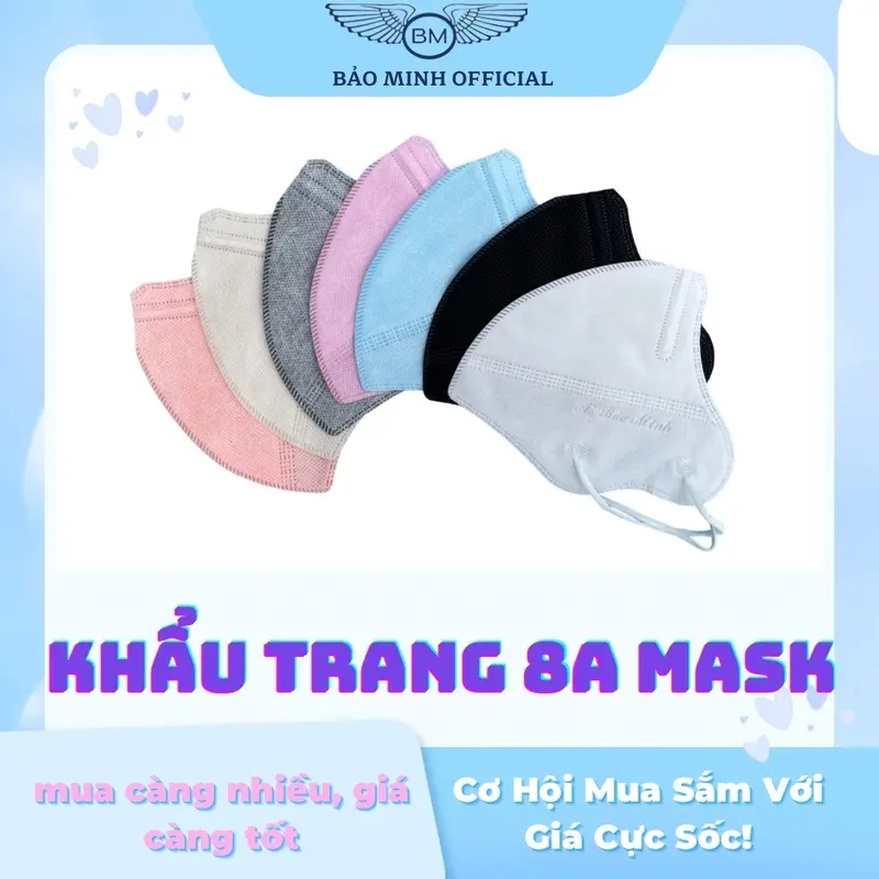[200 chiếc]  Khẩu trang 8A Bảo Minh chống tia UV, kháng khuẩn và chống bụi - Phụ Kiện, Accessories Women Khuyên Tai Nhung Hoa 0