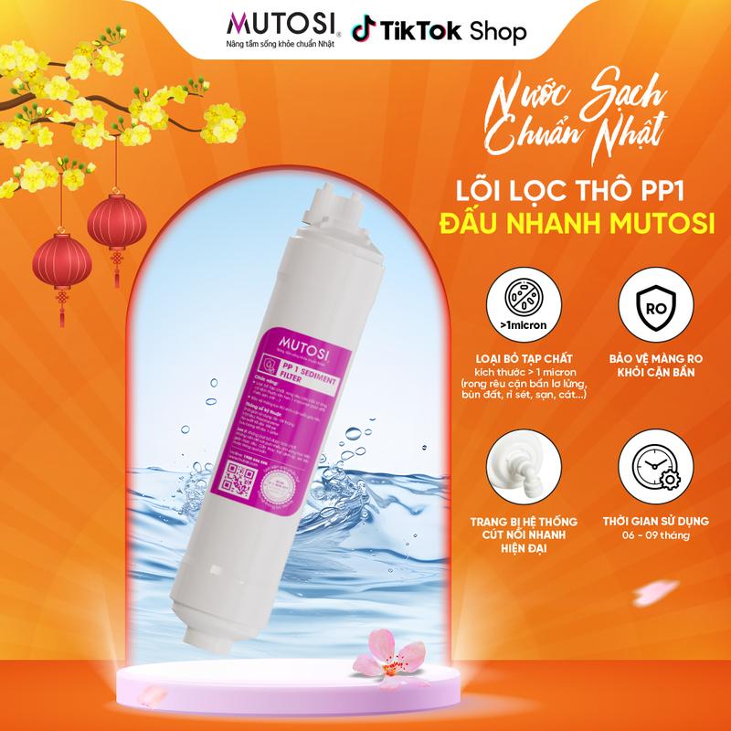 Lõi lọc số 3 Mutosi PP1 micron nối nhanh - Loại bỏ tạp chất lơ lửng 1 micron cục lọc  máy lọc nước