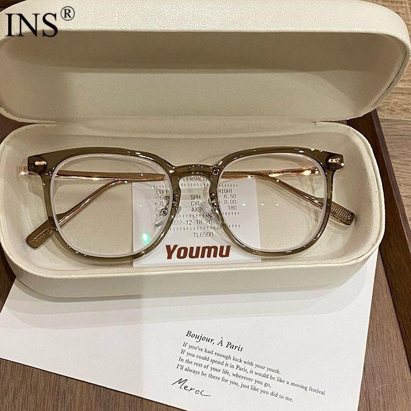 Mắt kính cận thị kính cận có độ sẵn 0.5 - 4.0 độ kính cận nam nữ Thấu kính có thể cắt được Gọng kính phẳng chống ánh sáng xanh phong cách hàn quốc dành cho học sinh Kính chống bức xạ máy tính, chống ánh sáng xanh trên màn hình điện tử, unisex